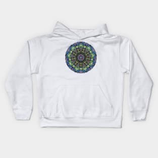 Blue Glass Rose Mandala Kids Hoodie